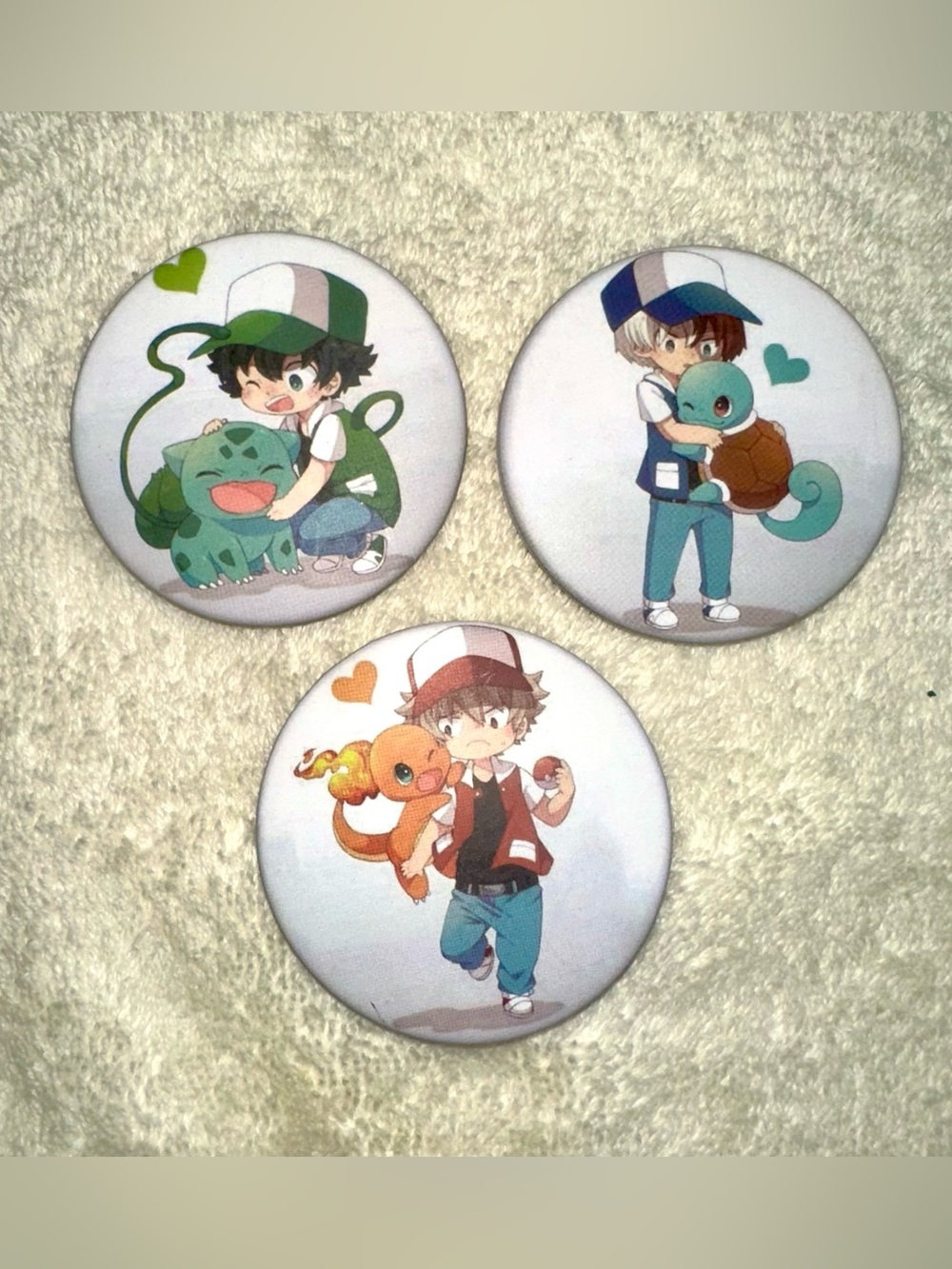 MHA x Pokemon Anime Crossover Pin Button Lot Deku Bakugo Todoroki Cute Merch